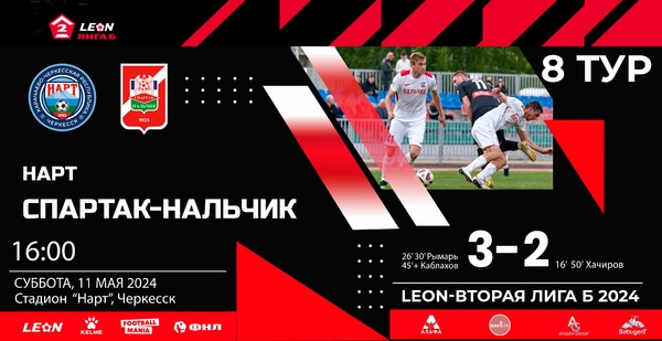 8 тур LEON - Вторая лига Б 2024 "Нарт" - "Спартак-Нальчик"